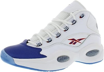 #ad Reebok Men#x27;s Question Mid Basketball Shoes White Blue Red $99.00