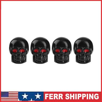 #ad 4pcs Tyre Stem Cover Black Skull Accessories for Car Truck Bicycle Motorcycle $6.39
