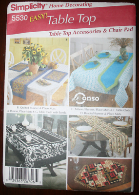 #ad Simplicity Table Top Accessories amp; chair Pad Uncut Sewing Pattern 5530 $7.99
