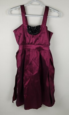 #ad 2 hip By Wrapper Tank Dress Black Jeweled Neck Purple Girls Size 14 $14.00