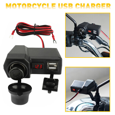 #ad 12V Waterproof Motorcycle Accessories Dual USB Charger Power Port Adapter Socket $13.99