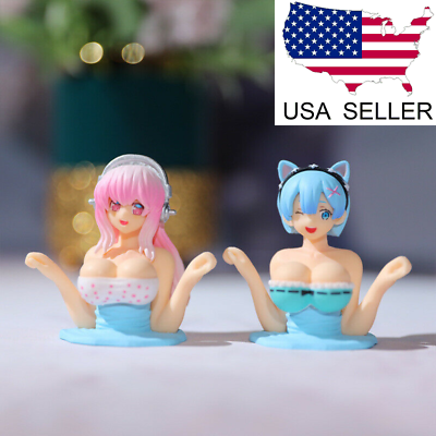 New Shaking Chest Anime Character Girl Car Ornaments Sexy Girl Figure Toy Gift $10.75