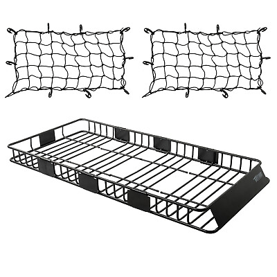 84quot; Roof Rack Cargo Carrier w Extension amp; Nets Car Top Luggage Basket 250LBS $186.99