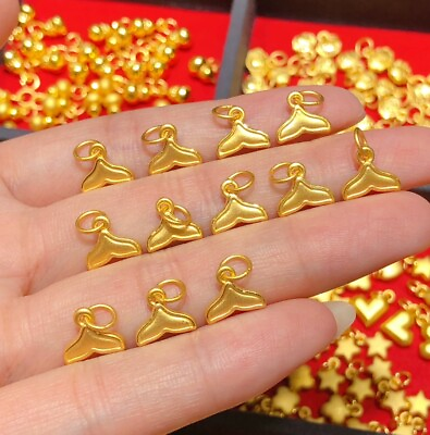 #ad 1PCS Pure 24K 999 Yellow Gold Fish Tail Pendant Bracelet DIY Accessories 0.56g± $93.00