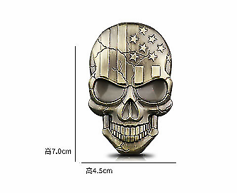 #ad Metal 3D Bronze USA American Flag Skull Car Trunk Emblem Badge Decals Sticker $3.00