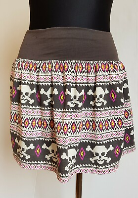#ad New Claire#x27;s Skull Girls Skirt Brown Skirt $9.10