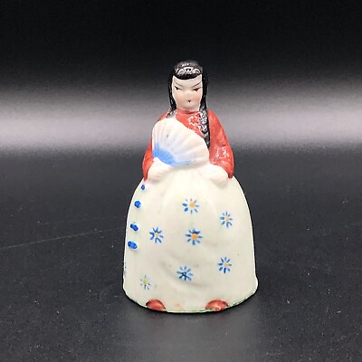 #ad #ad Vintage Japanese Porcelain Bell Asian Young Lady Holding A Fan $10.00