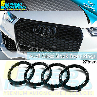 #ad #ad Audi Front Rings Gloss Black Grille Hood Emblem Badge A1 A3 A4 S4 A5 S5 A6 S6 A7 $16.75