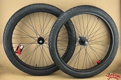 #ad 26quot; x 3.0 BLACK FAT BIKE WHEELS CHOPPER CRUISER BICYCLE WIDE RIMS amp; SMOOTH TIRES $354.95