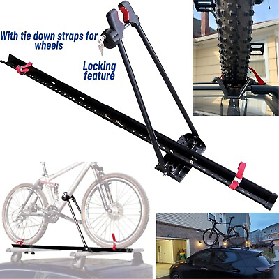 Bike Rack for Car Roof Universal Lockable Upright Single Bicycle Trailer Black $69.69