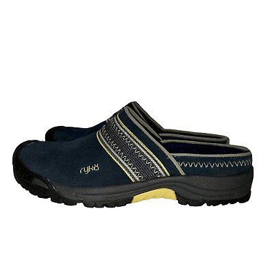 Ryka Nitracel Trek Women’s Navy Blue Gray Suede Clog Slip On Shoe Size 7.5M $19.99