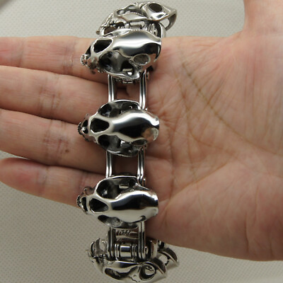 #ad #ad cool men boy heavy motorcycle dinosaur skull 316L stainless steel bracelet $47.99