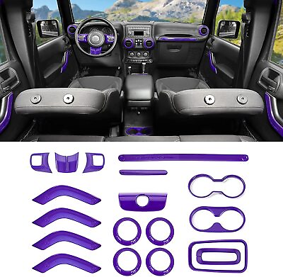 #ad 18X Full Set Interior Trim Cover Kit for Jeep Wrangler JK 11 Purple Accessories $44.14