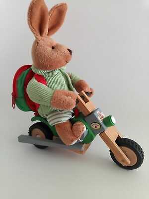 Windel German Wooden Bike Toy Plush Bunny Biker With Sound $25.00