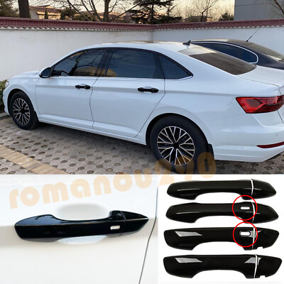For VW Jetta 2019 21 w 2 smart holes Glossy Black Outer Door Handle Cover Trim $36.56