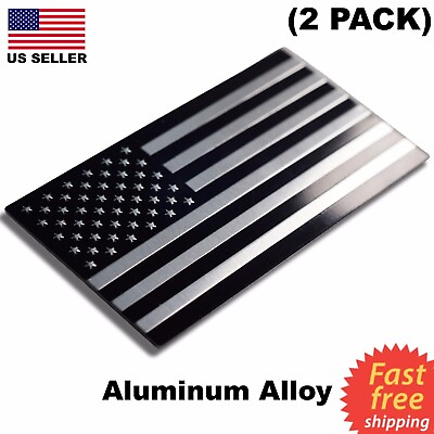 2 PACK ALUMINUM US Flag Sticker 3D Emblem Decal Patriotic Car Bike 3.15quot;x1.75quot; $10.99