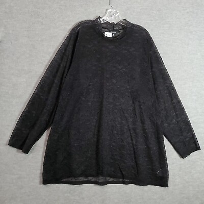 #ad Torrid Women Top 5 Black Sheer Tunic Shirt Floral Crochet Lace Long Sleeve $19.89