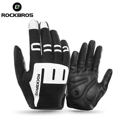 #ad ROCKBROS Cycling Full Finger Gloves Touch Screen SBR Shockproof MTB Road Bikers $15.38