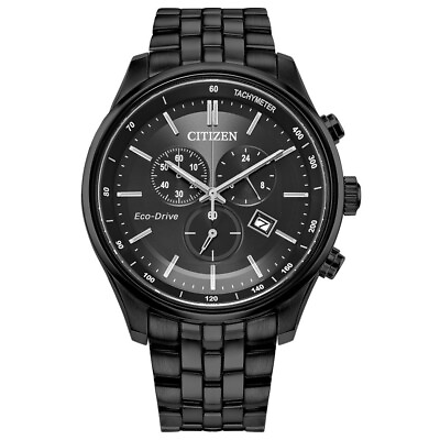 #ad #ad Citizen Eco Drive Men#x27;s Chronograph Date Indicator Black Watch 42MM AT2145 86E $160.99