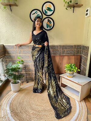 Women#x27;s Fancy 1 Minute Sari Ready To Wear Sari With Blouse M to XXL Size Ethnic $39.99