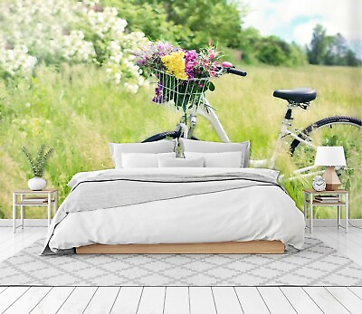 #ad 3D Flower Bicycle ZHU085 Transport Wallpaper Wall Mural Removable Self adhesive $79.99
