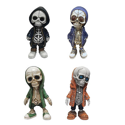 #ad Cool Skeleton Figurines Skull Car Ornament Mini Jacket Skulls Dashboard Decor $15.37