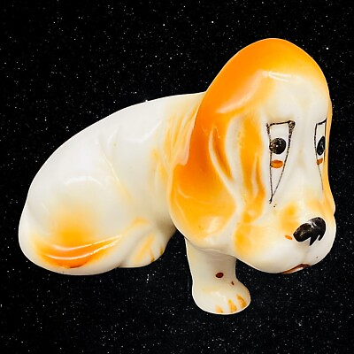 #ad Vintage Japanese Porcelain Hound Dog Miniature Figurine 1.75”T 3”W $32.00
