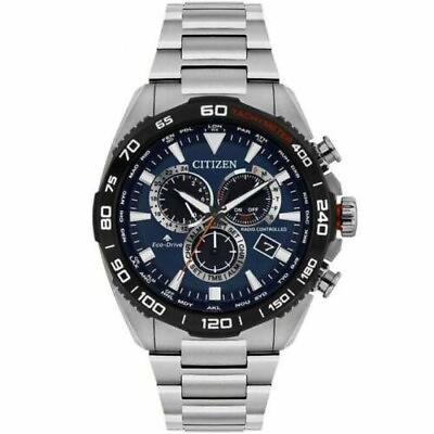 #ad CITIZEN CB5034 58L Men#x27;s Eco Drive Radio Controlled A.T. Chronograph Stainless $214.99