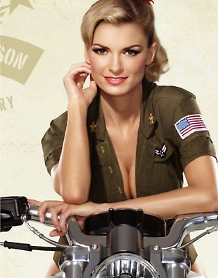 TIN SIGN quot;Army Girl Motorcyclequot; Pinup Babe Deco Garage Wall $7.35