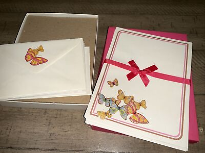 #ad Vintage Stationary Whiting’s Full Set Butterfly Design Matching Envelopes USA $15.95