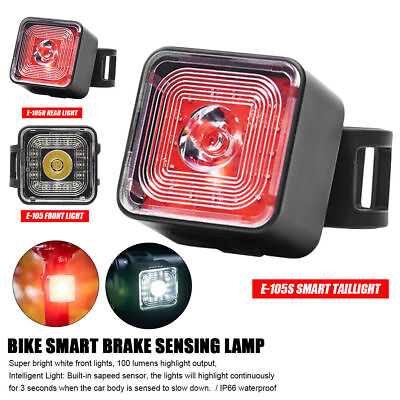 #ad 100Lumen Bike Lights Smart Brake Sensing Rear Lamp 5 Gears USB Charge Waterproof $14.39