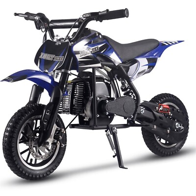 #ad MotoTec DB 01 50cc 2 Stroke Kids Gas Dirt Bike Blue Ages 13 Off Road Terrain $349.00