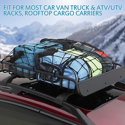 Car Top Rooftop Cargo Cover Net Tie Down Storage Mesh For SUV Travel Car Racks $31.27