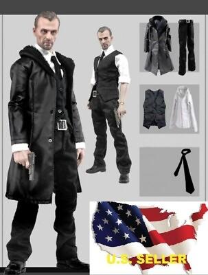 #ad #ad 1 6 Gang Style men leather long coat shirt agent suit for hot toys v#x27;US sellerv#x27; $28.27