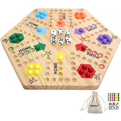 #ad Original Marble Game Wahoo Board Game Double Sided Painted Wooden Fast Track Bo $57.91
