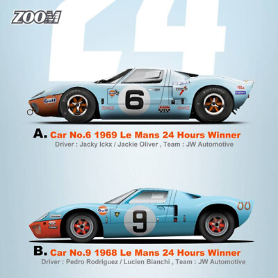 #ad #ad Zoom 1:64 Model Car Ford GT40 MK1 Le Mans 24 Hours Winner Gulf No.6 amp; 9 Coating $38.50