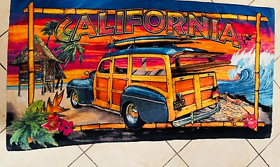 #ad genuine california scene product beach towel sun set beach car image multicolor $20.00