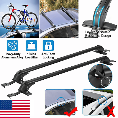 #ad Universal Car Top Roof Rack Cross Bar 43.3quot; Luggage Carrier Aluminum w Lock x2 $44.39