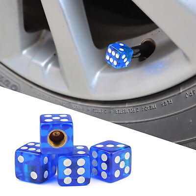 Transparent Blue Dice Car Bike Truck Wheel Tire Air Valve Stems Caps Dust Covers $7.14