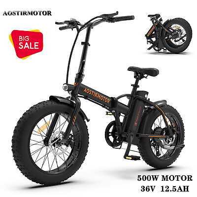 Aostirmotor Ebike 20quot; 500W 36V Fat Tire Electric Folding Bike Bicycle for Adults $598.00