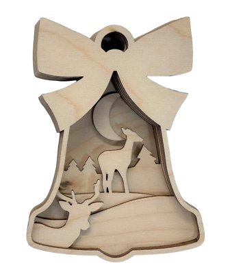 #ad Deer Christmas Bell Ornament 7 Pieces Laser Cut Out Unfinished ORN123 $6.00