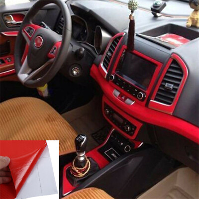 3D Red Carbon Fiber Car Interior Panel Protector Sticker Accessories DIY Durable $7.49