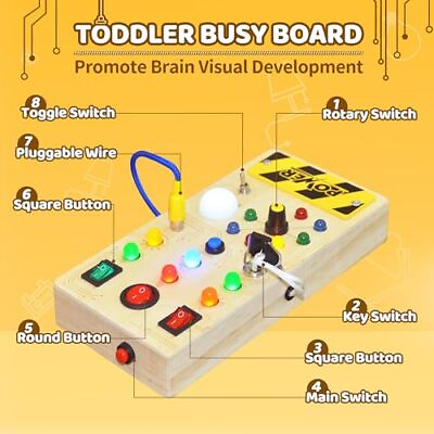 #ad Toddler Busy Board Montessori Toys for 1 2 3 4 Year Old Wooden Sensory Toys $14.54