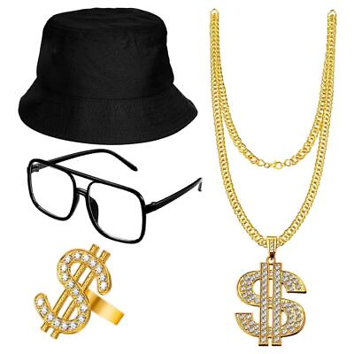 #ad Hip Hop Costume Rapper Necklace 80S 90S Cool Accessories for Party Supplies $12.89