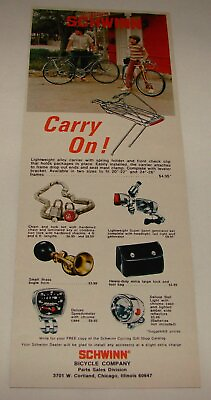 #ad 1973 SCHWINN accessories ad CARRY ON $7.25