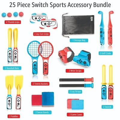 #ad #ad Switch Sports Accessories Bundle 25 in 1 Pack for Nintendo Switch Joy Con $45.00