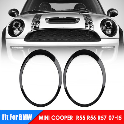 #ad Headlight Trim Ring LeftRight For Mini Cooper R55 R56 2007 2015 Glossy Black AA $23.99