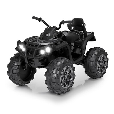 #ad Black 24V Kids Ride On Electric ATV Off Road Quad Car Toy w 2 Speeds LED Lights $175.99