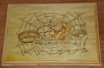 #ad Marvels Spider Man Web on Motorcycle Spidey Bike Wood Burning Wall Plaque Art $9.75