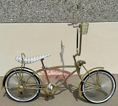 #ad 20quot; VINTAGE LOWRIDER GOLD BIKE W 144 SPOKE HIGHT END CHROME RIMS amp; LOWRIDER TIRE $1449.79
